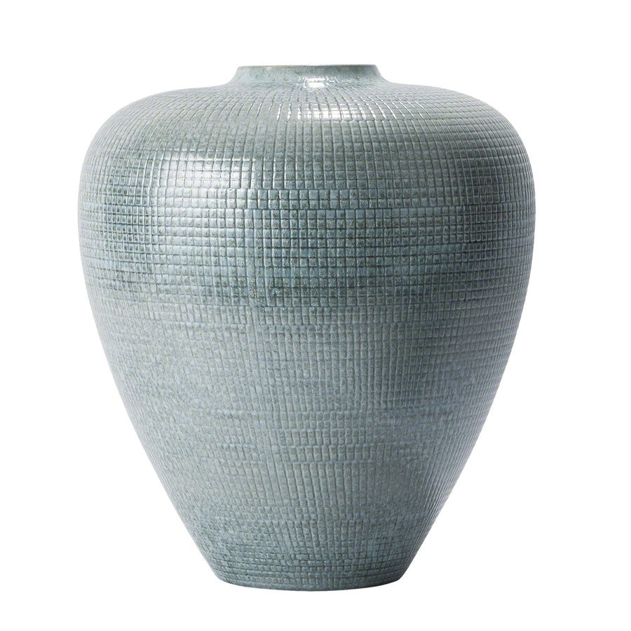 Check Bulbous Vase - Reactive Silver Blue-Global Views-GVSA-7.10115-Vases-1-France and Son