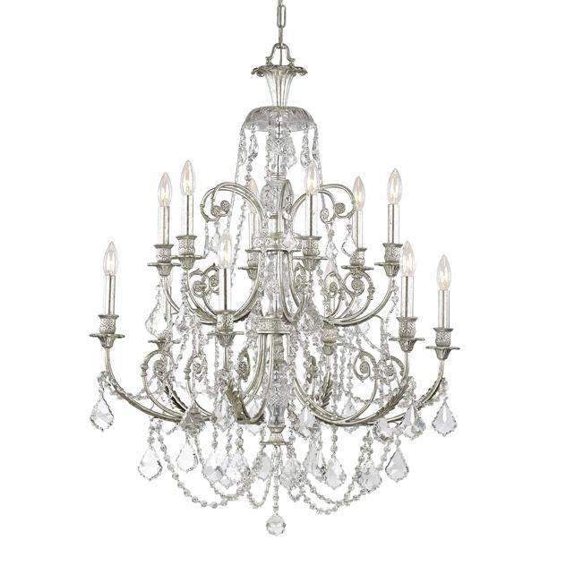 Regis 12 Light Chandelier-Crystorama Lighting Company-CRYSTO-5119-OS-CL-MWP-ChandeliersSilver-Clear Crystal-2-France and Son