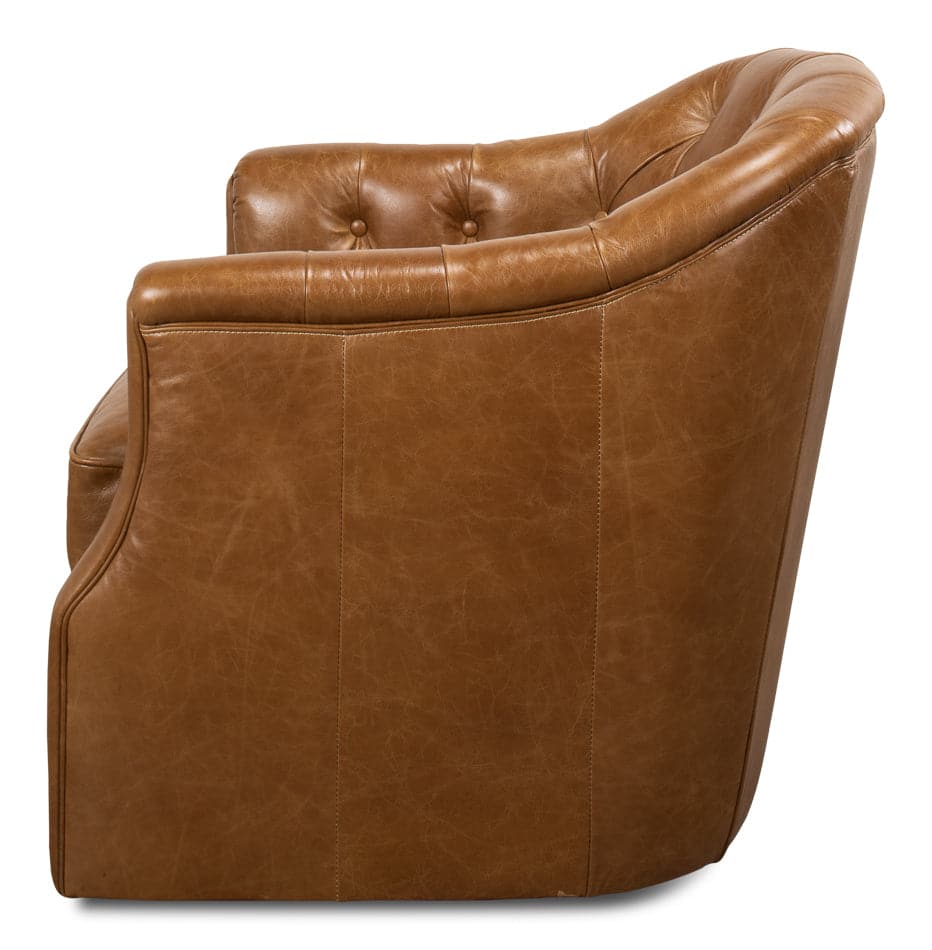 Coolidge Leather Swivel Chair-SARREID-SARREID-53470-Lounge Chairs-2-France and Son