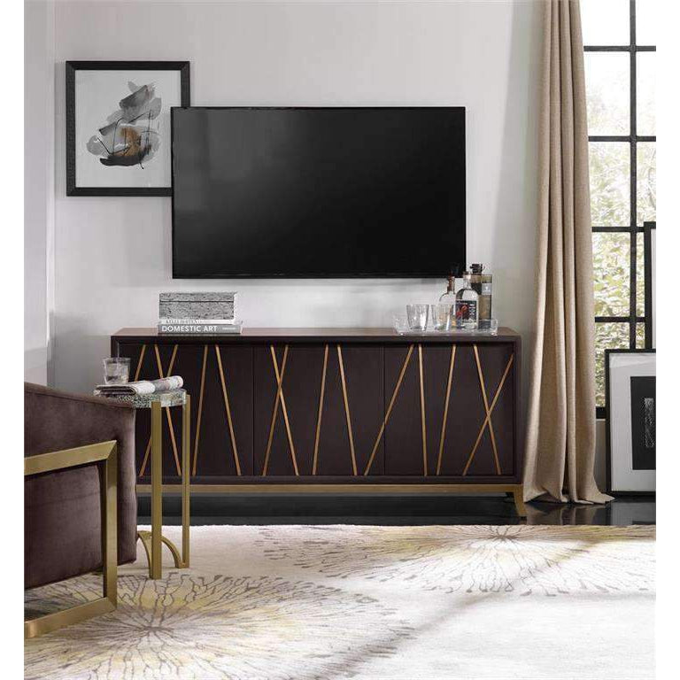 Entertainment Console 64in - Black Finish with Gold Accents-Hooker-HOOKER-5518-55464-BLK-Media Storage / TV Stands-3-France and Son