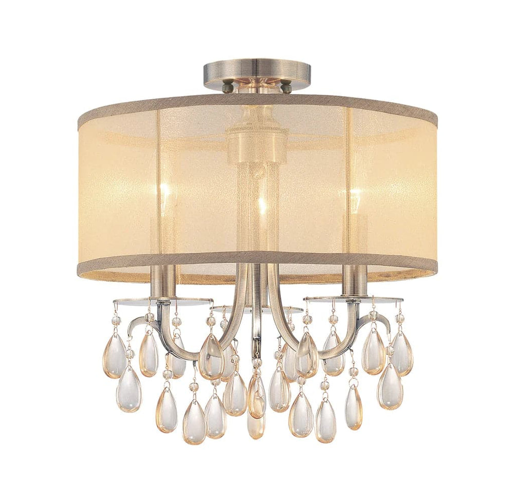 Hampton 3 Light Etruscan Crystal Drum Shade Ceiling Mount-Crystorama Lighting Company-CRYSTO-5623-AB_CEILING-Flush MountsHampton 3 Light Semi-Flush-2-France and Son