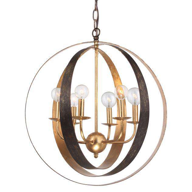 Luna 6 Light Sphere Large Chandelier-Crystorama Lighting Company-CRYSTO-585-EB-GA-ChandeliersEnglish Bronze & Antique Gold-1-France and Son