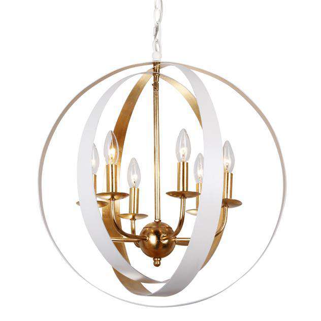 Luna 6 Light Sphere Large Chandelier-Crystorama Lighting Company-CRYSTO-585-MT-GA-ChandeliersMatte White & Antique Gold-2-France and Son