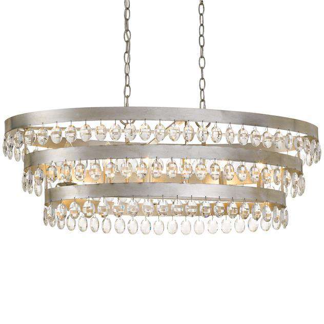Perla 6 Light Linear Chandelier-Crystorama Lighting Company-CRYSTO-6107-SA-ChandeliersSilver-2-France and Son