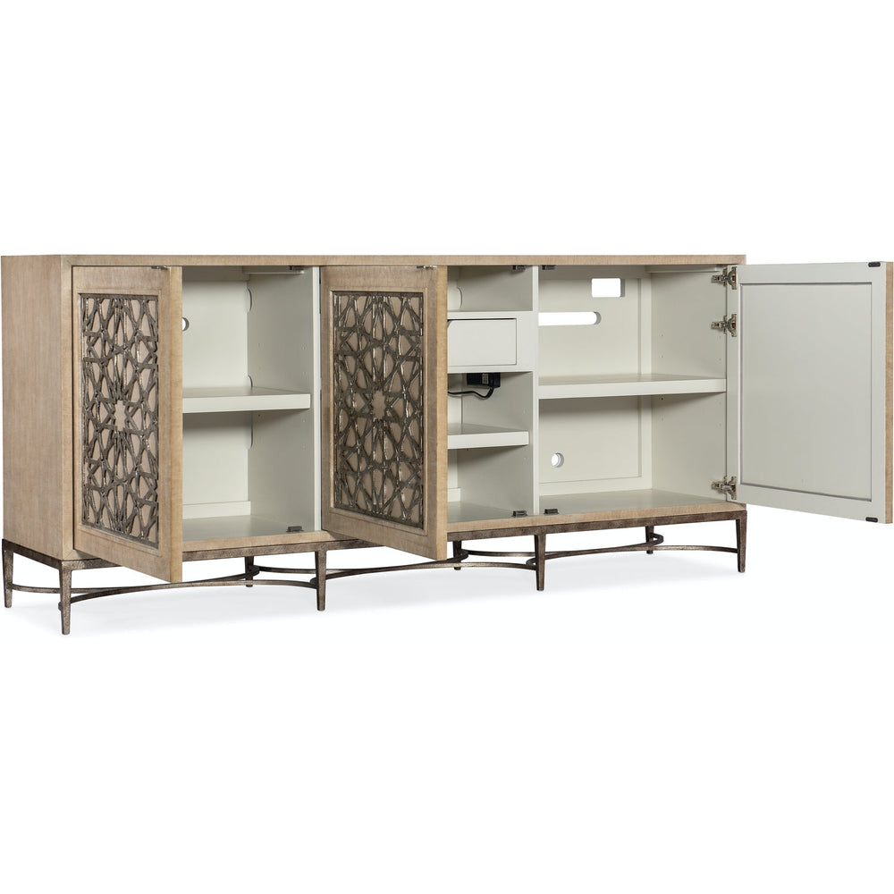 Melange Suzani Three Door Entertainment Console-Hooker-HOOKER-628-55013-80-Media Storage / TV Stands-2-France and Son