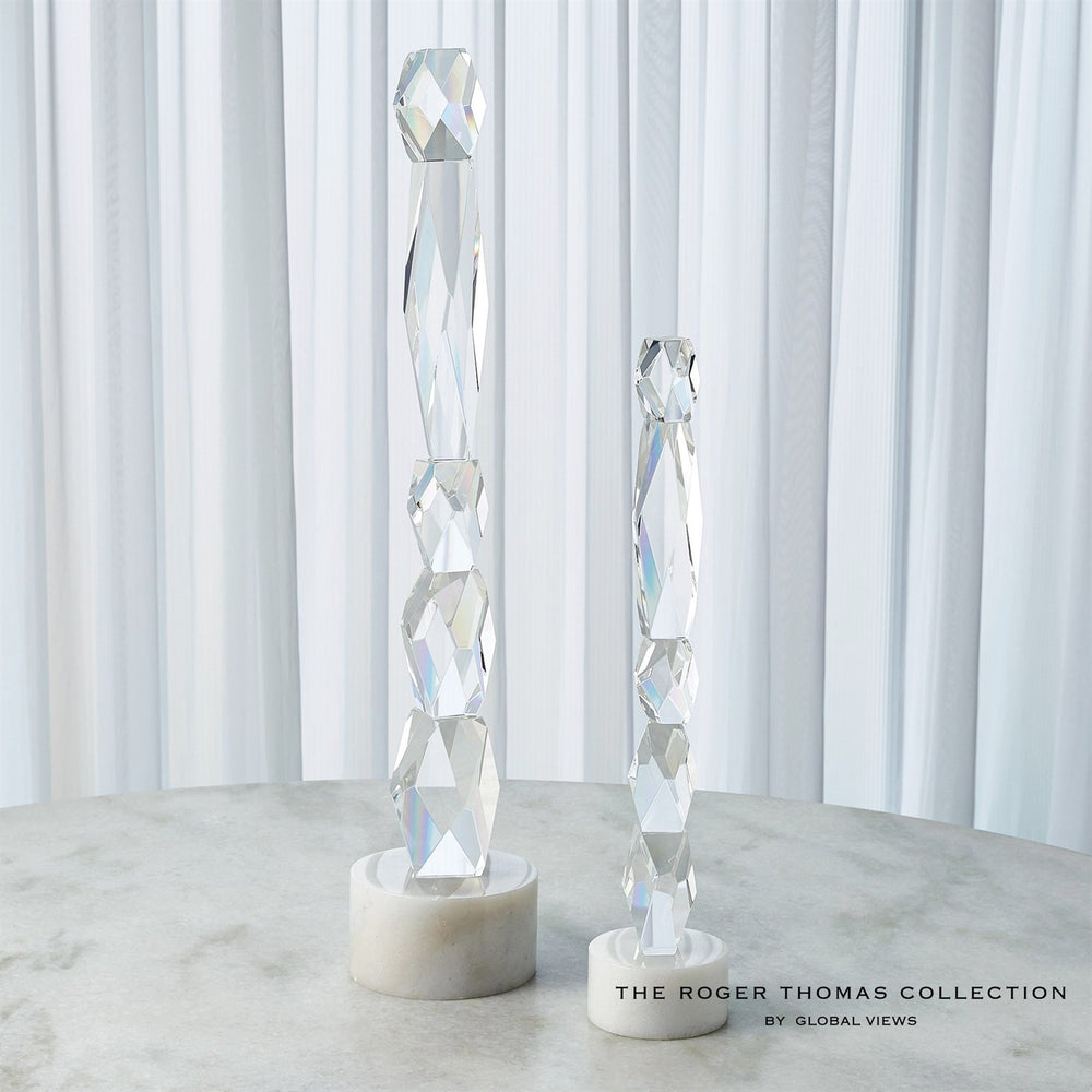 Facette Column Sculpture-Global Views-GVSA-RT8.80000-Decorative ObjectsLarge-White Base-2-France and Son