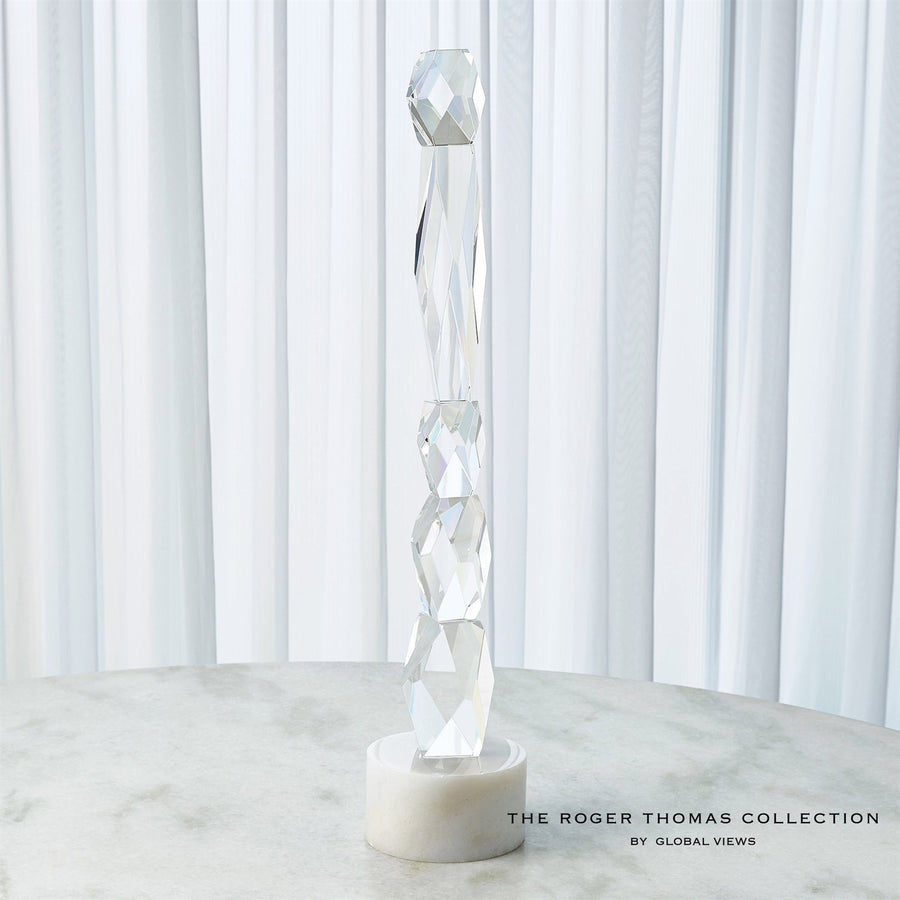 Facette Column Sculpture-Global Views-GVSA-RT8.80000-Decorative ObjectsLarge-White Base-1-France and Son