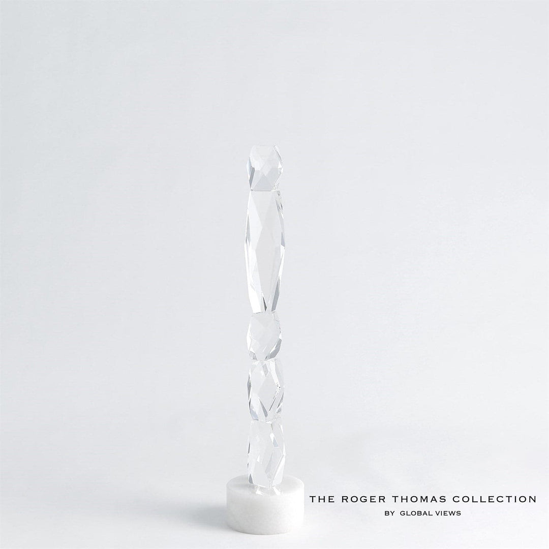 Facette Column Sculpture-Global Views-GVSA-RT8.80002-Decorative ObjectsSmall-White Base-5-France and Son