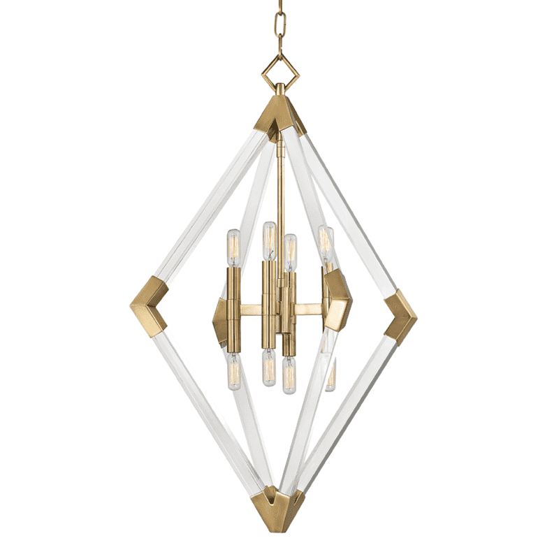 Lyons 8 Light Pendant Aged Brass-Hudson Valley-HVL-4623-AGB-Pendants-1-France and Son