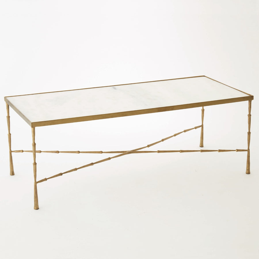 Spike Cocktail Table-Global Views-GVSA-7.90458-Coffee TablesAntique Brass w/White Marble Top-1-France and Son