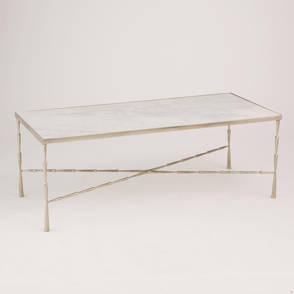 Spike Cocktail Table-Global Views-GVSA-7.90513-Coffee TablesAntique Nickel/White Marble Top-2-France and Son
