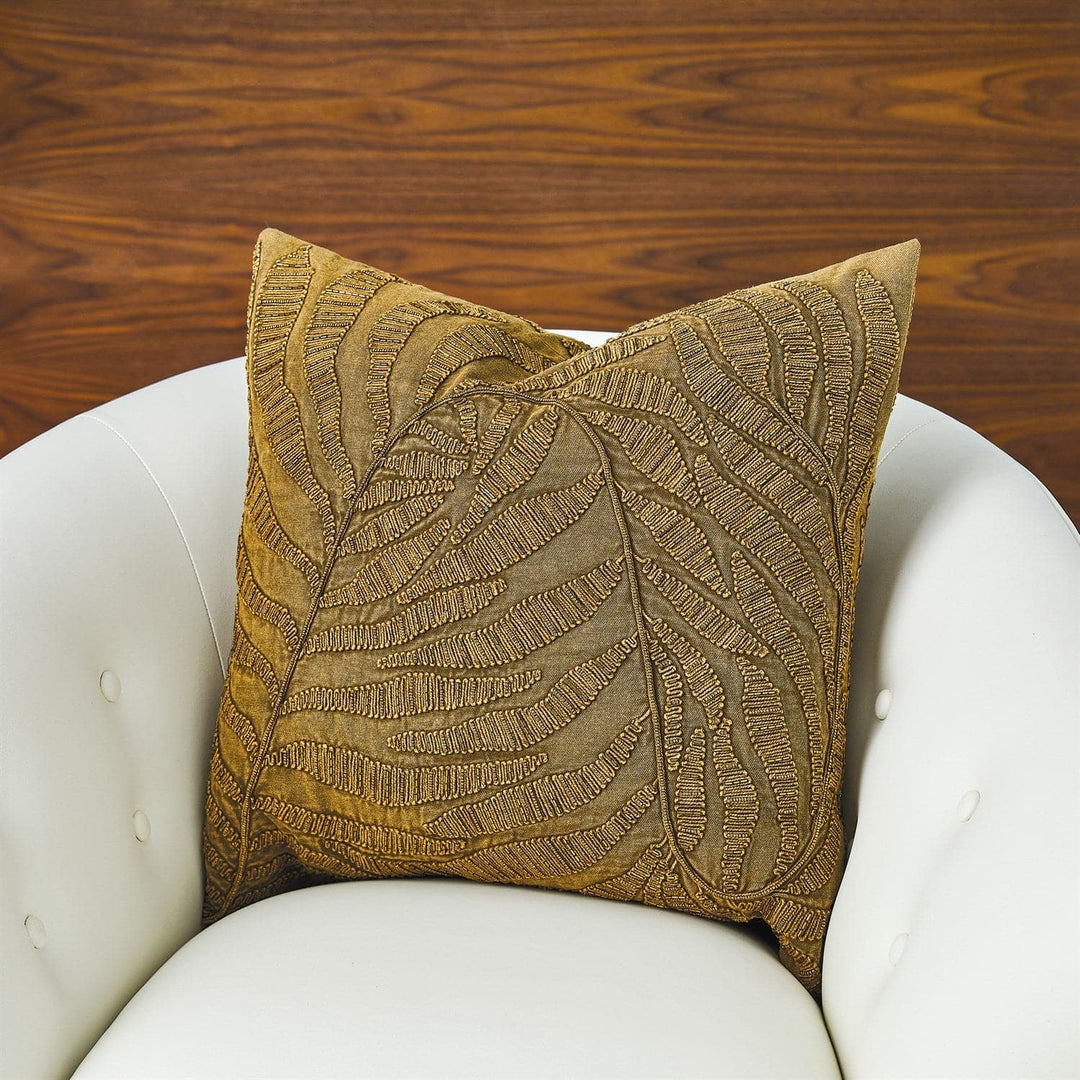 Beaded Palm Leaf Pillow-Global Views-GVSA-7.91593-PillowsKhaki-4-France and Son
