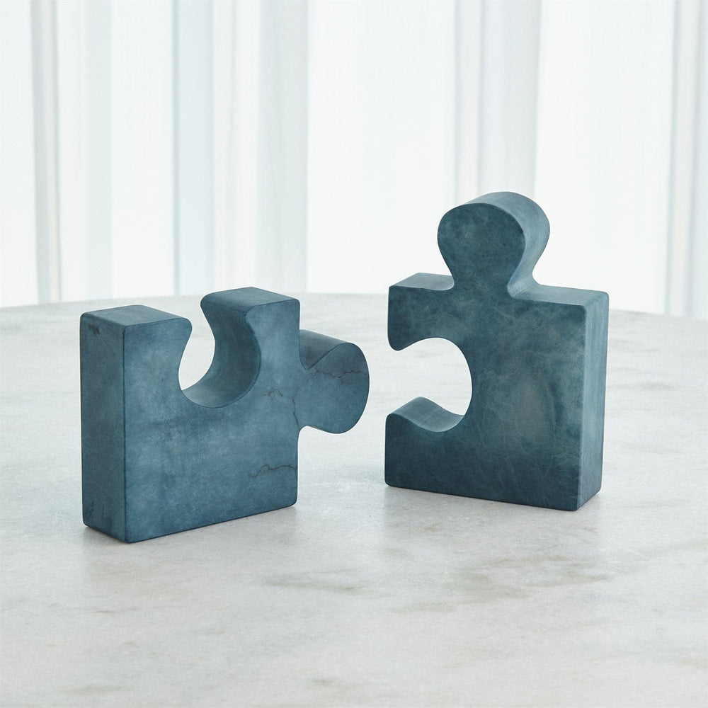 S/2 Jigsaw Bookends - Set of 2-Global Views-GVSA-3.31756-Decorative ObjectsBlue-2-France and Son