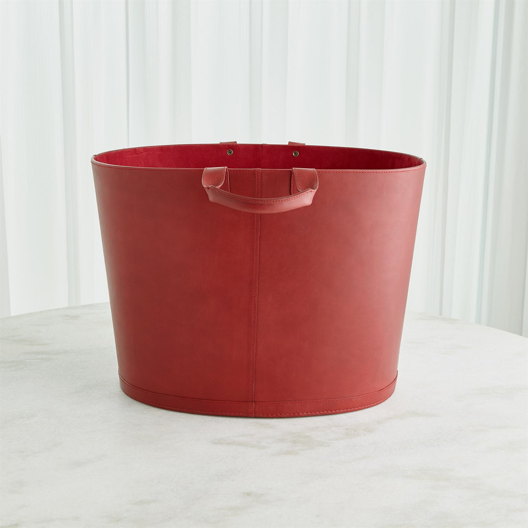 Oversized Oval Leather Basket-Global Views-GVSA-9.93811-Baskets & Boxes-3-France and Son