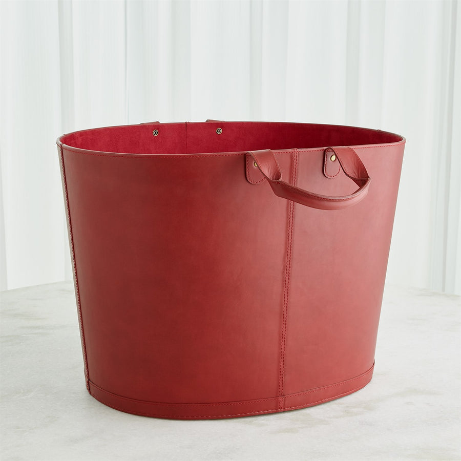 Oversized Oval Leather Basket-Global Views-GVSA-9.93811-Baskets & Boxes-1-France and Son