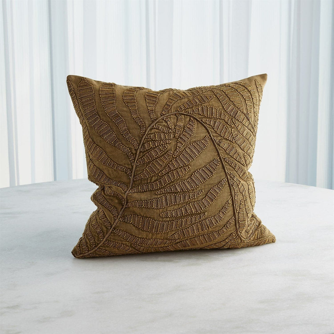 Beaded Palm Leaf Pillow-Global Views-GVSA-7.91591-PillowsGold-6-France and Son