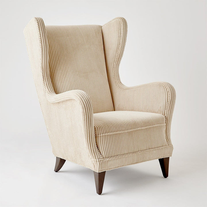 Wing Chair-Wide Wale Corduroy-Vanilla-Global Views-GVSA-2697-Lounge Chairs-3-France and Son