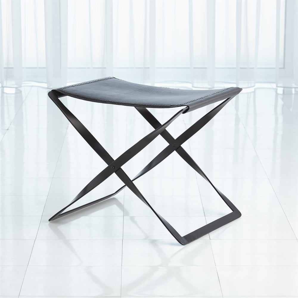 Folding Stool-Global Views-GVSA-9679-Stools & OttomansBrown Leather-2-France and Son
