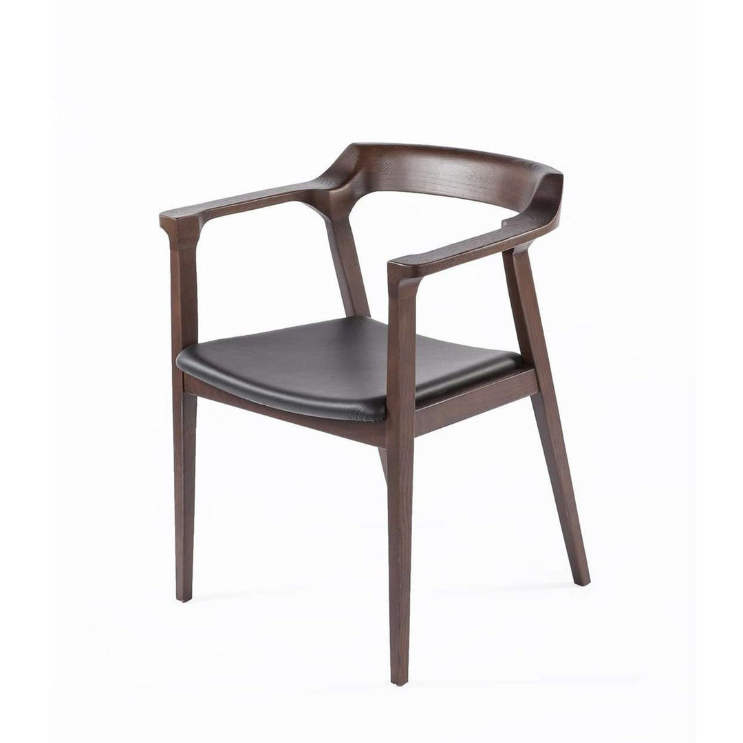 Modern Kaiser Arm Chair - Black Leather and Dark Walnut Finish