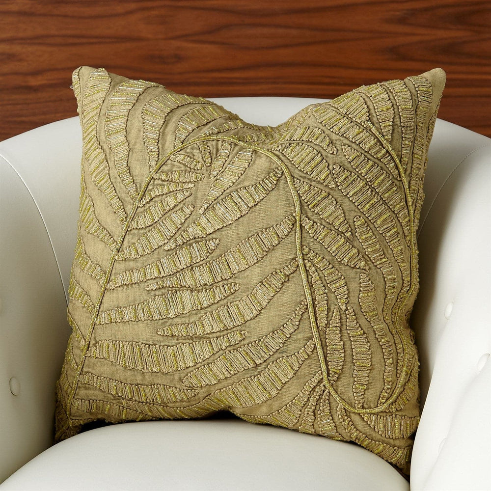 Beaded Palm Leaf Pillow-Global Views-GVSA-7.91593-PillowsKhaki-2-France and Son