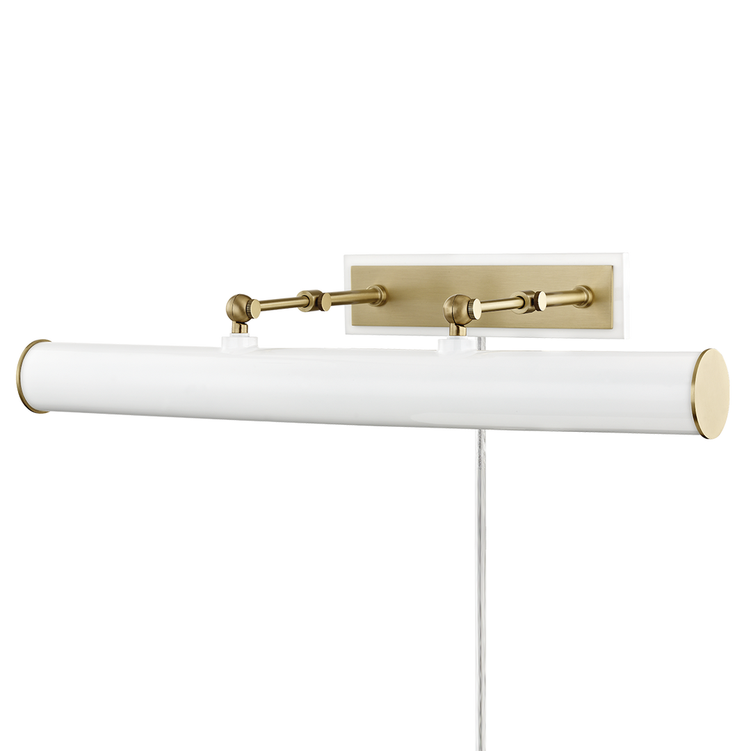 Holly 3 Light Picture Light With Plug-Mitzi-HVL-HL263203-AGB/WH-Wall LightingAged Brass/Soft Off White-3-France and Son