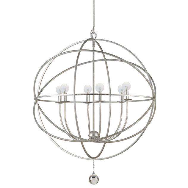 Solaris 6 Light Sphere Chandelier-Crystorama Lighting Company-CRYSTO-9228-OS-ChandeliersSilver-1-France and Son