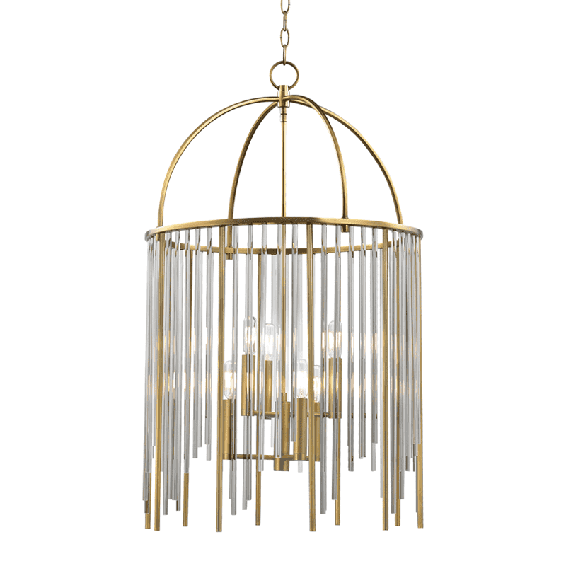 Lewis 6 Light Pendant Aged Brass-Hudson Valley-HVL-2520-AGB-Pendants-1-France and Son
