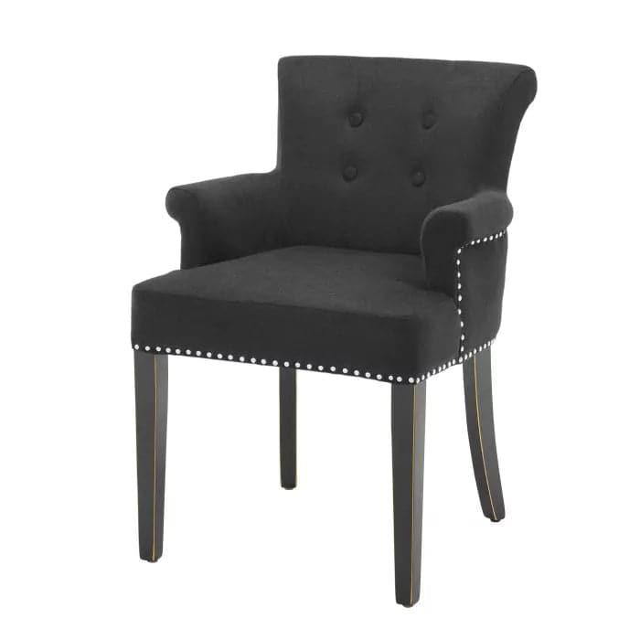 Dining Chair Key Largo with arm black cashmere-Eichholtz-EICHHOLTZ-A107635-Dining Chairs-1-France and Son
