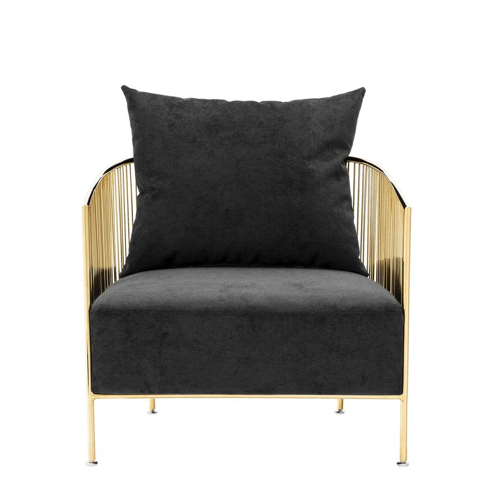 Chair Knox - Black Velvet-Eichholtz-EICHHOLTZ-A112038-Lounge Chairs-2-France and Son