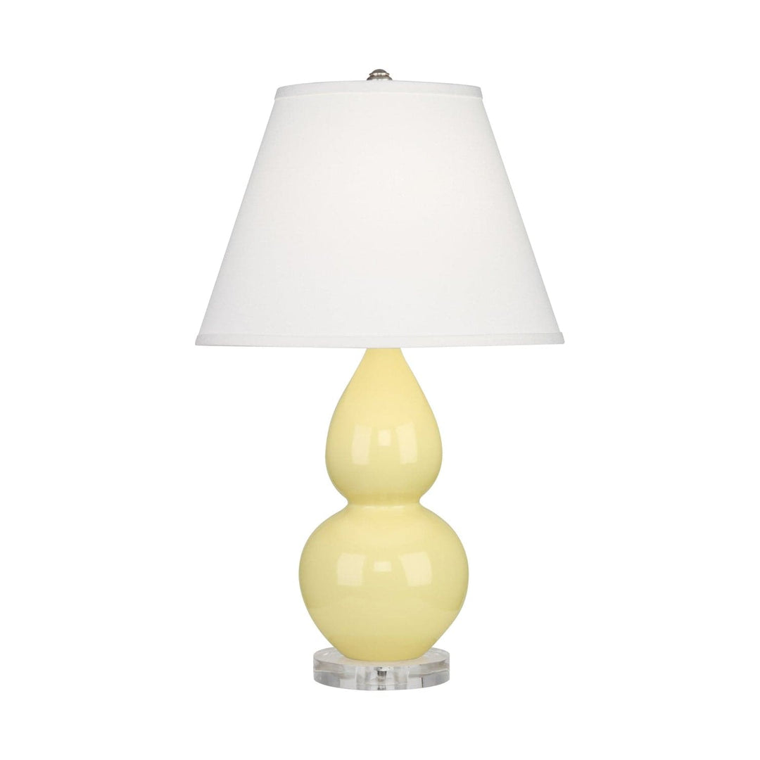 Small Double Gourd Accent Lamp with Lucite Base-Robert Abbey Fine Lighting-ABBEY-A616X-Table LampsButter-Pearl Dupioni Fabric Shade-28-France and Son