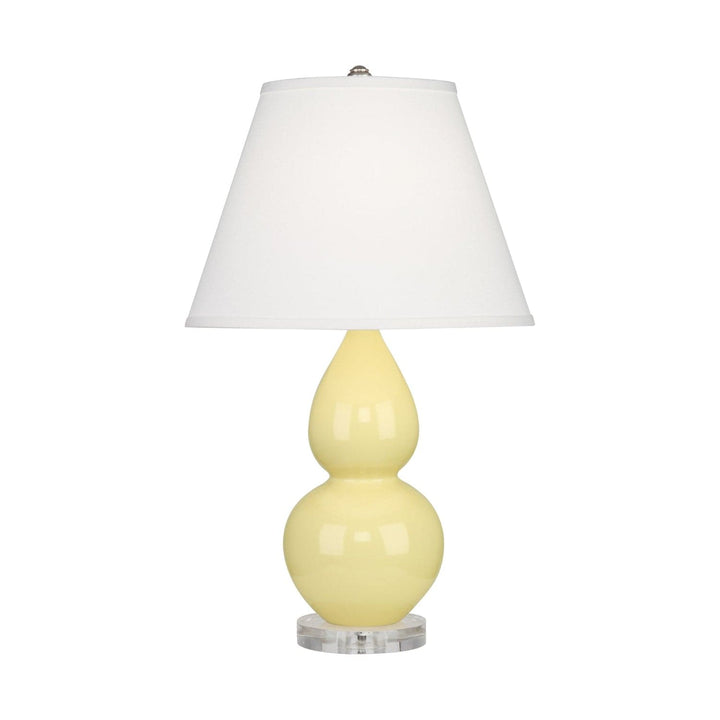 Small Double Gourd Accent Lamp with Lucite Base-Robert Abbey Fine Lighting-ABBEY-A616X-Table LampsButter-Pearl Dupioni Fabric Shade-28-France and Son