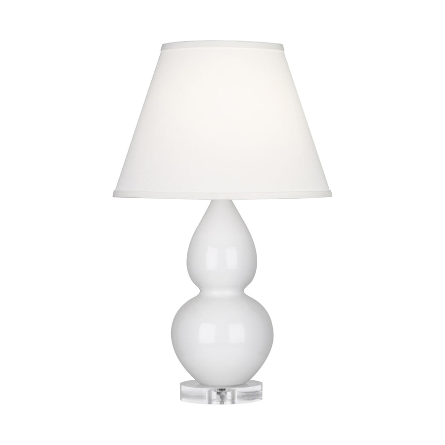 Small Double Gourd Accent Lamp with Lucite Base-Robert Abbey Fine Lighting-ABBEY-A690X-Table LampsLily-Pearl Dupioni Fabric Shade-2-France and Son