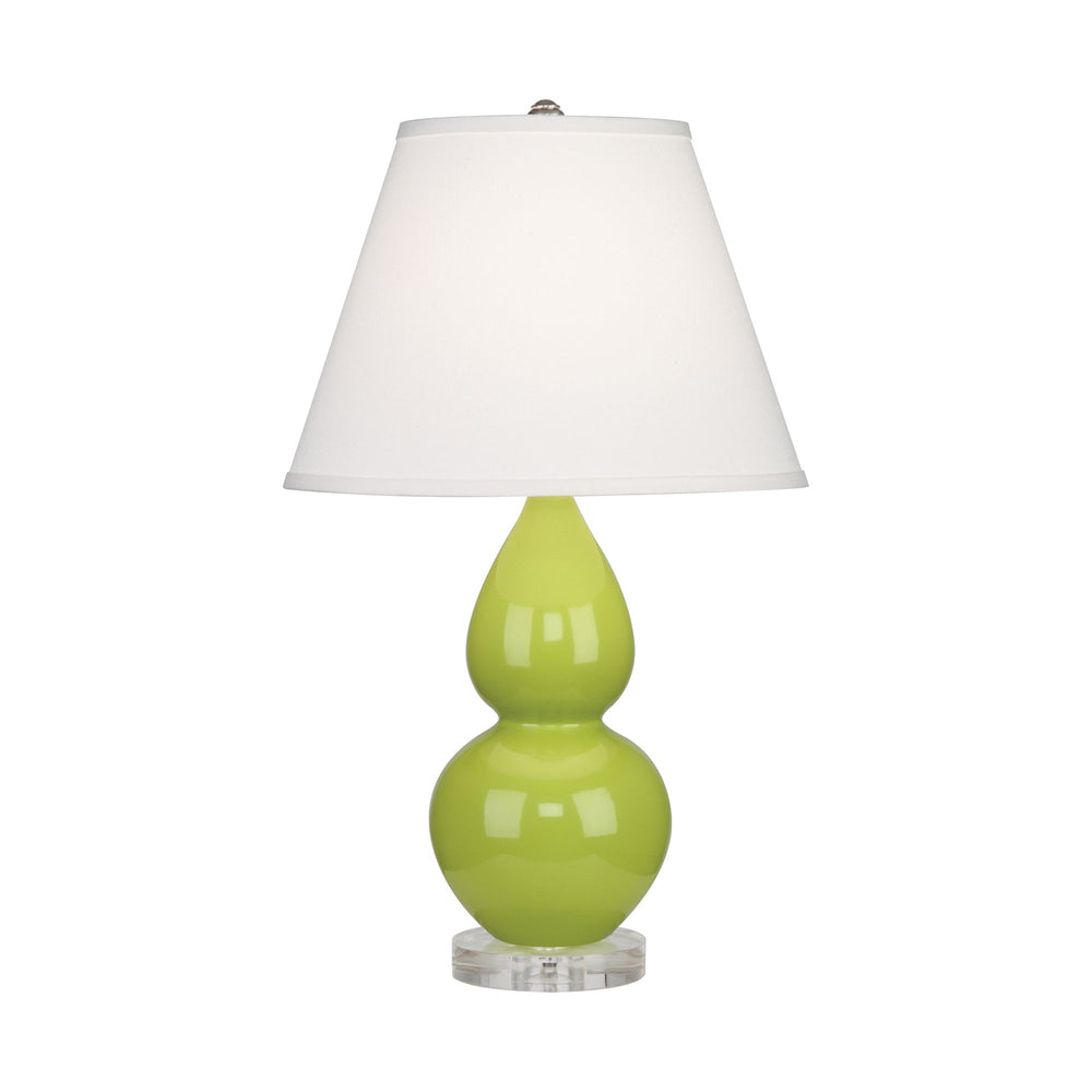 Small Double Gourd Accent Lamp with Lucite Base-Robert Abbey Fine Lighting-ABBEY-A693X-Table LampsApple-Pearl Dupioni Fabric Shade-4-France and Son