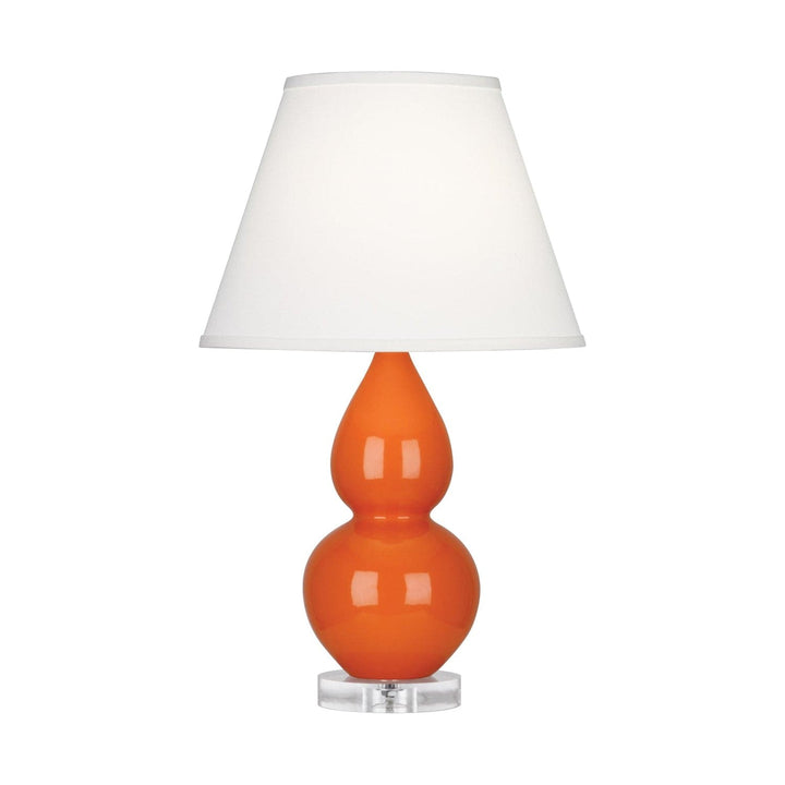Small Double Gourd Accent Lamp with Lucite Base-Robert Abbey Fine Lighting-ABBEY-A695X-Table LampsPumpkin-Pearl Dupioni Fabric Shade-6-France and Son
