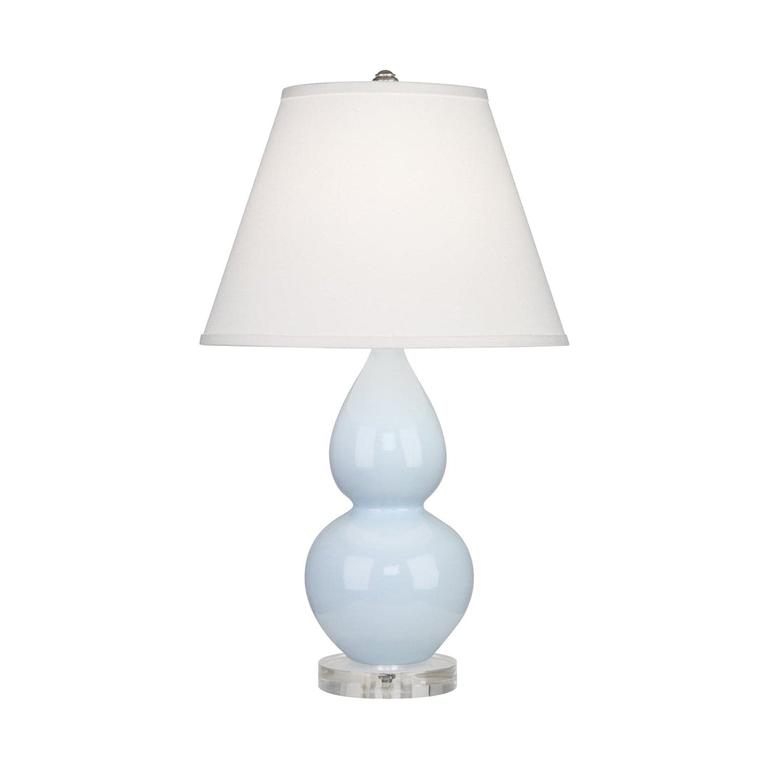 Small Double Gourd Accent Lamp with Lucite Base-Robert Abbey Fine Lighting-ABBEY-A696X-Table LampsBaby Blue-Pearl Dupioni Fabric Shade-8-France and Son