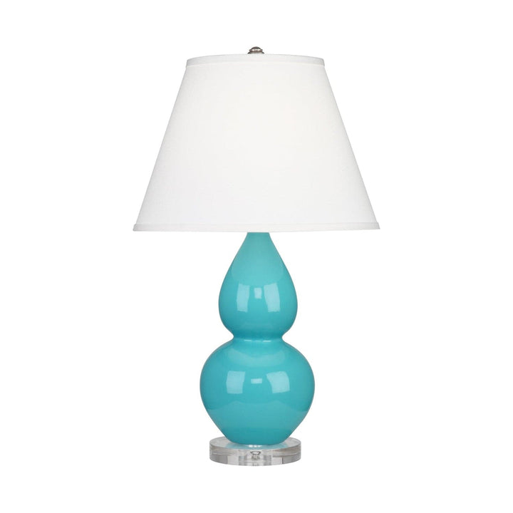 Small Double Gourd Accent Lamp with Lucite Base-Robert Abbey Fine Lighting-ABBEY-A761X-Table LampsEgg Blue-Pearl Dupioni Fabric Shade-12-France and Son