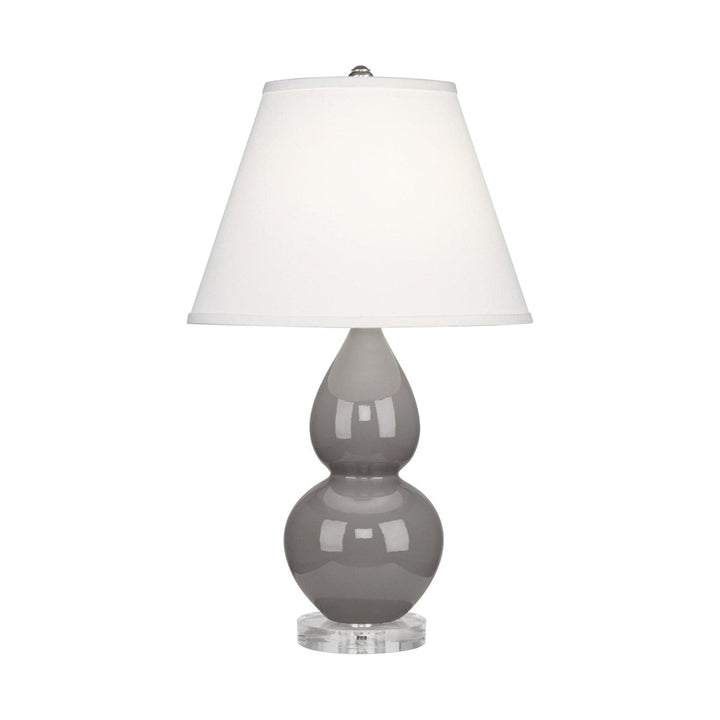 Small Double Gourd Accent Lamp with Lucite Base-Robert Abbey Fine Lighting-ABBEY-A770X-Table LampsSmokey Taupe-Pearl Dupioni Fabric Shade-16-France and Son