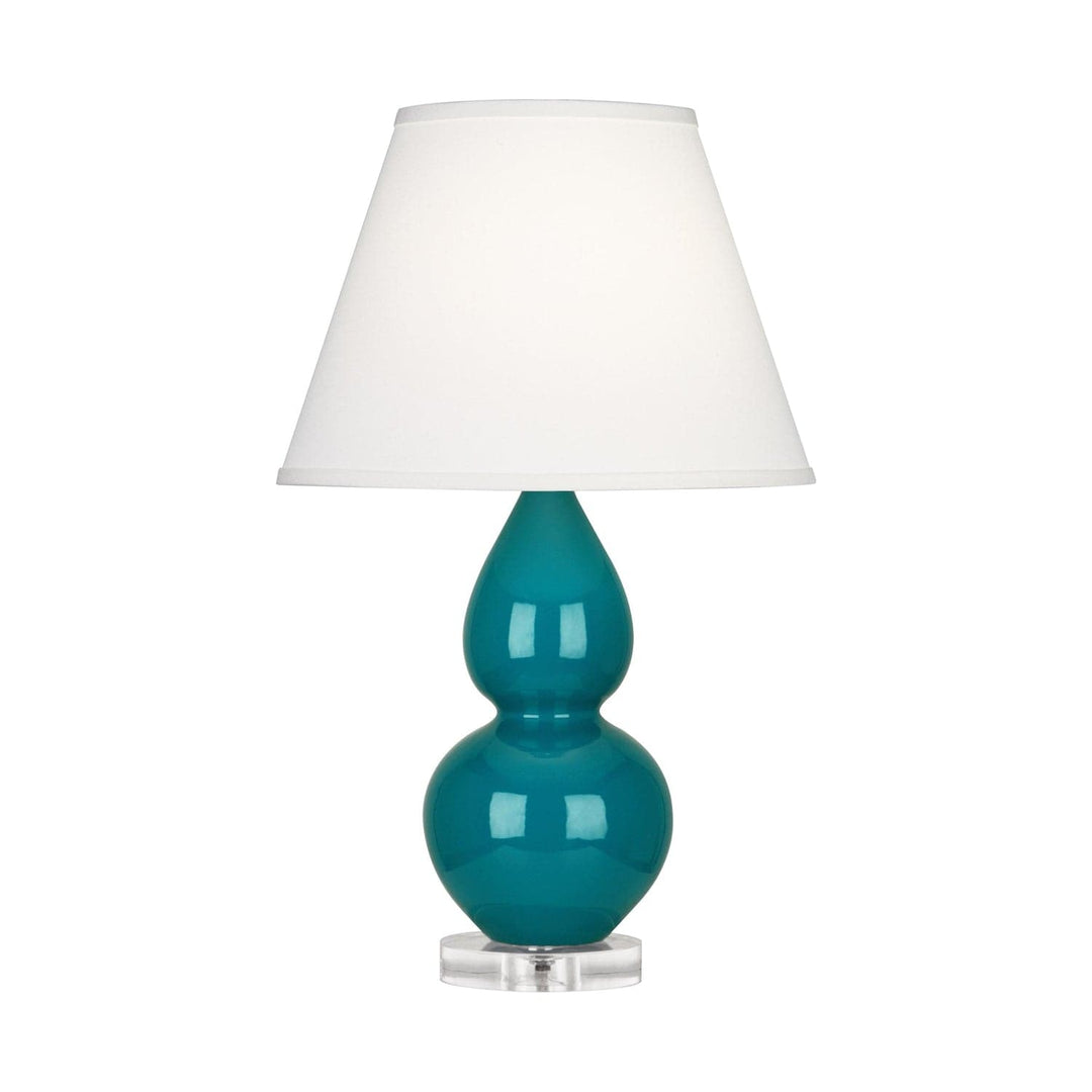 Small Double Gourd Accent Lamp with Lucite Base-Robert Abbey Fine Lighting-ABBEY-A773X-Table LampsPeacock-Pearl Dupioni Fabric Shade-18-France and Son