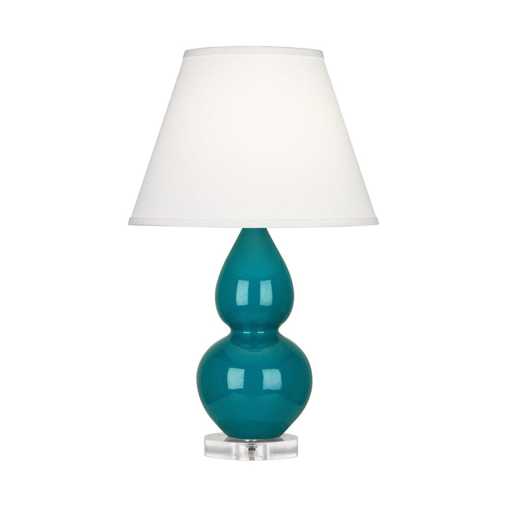Small Double Gourd Accent Lamp with Lucite Base-Robert Abbey Fine Lighting-ABBEY-A773X-Table LampsPeacock-Pearl Dupioni Fabric Shade-18-France and Son