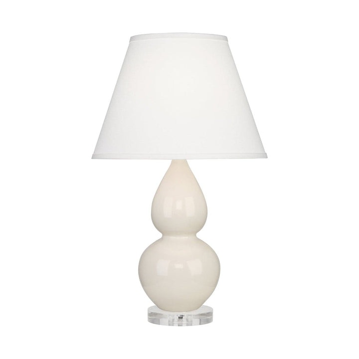 Small Double Gourd Accent Lamp with Lucite Base-Robert Abbey Fine Lighting-ABBEY-A776X-Table LampsBone-Pearl Dupioni Fabric Shade-20-France and Son