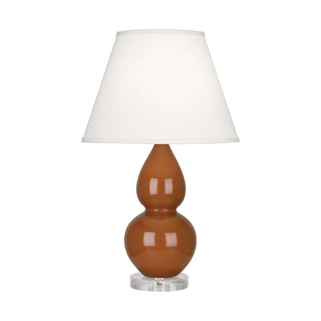 Small Double Gourd Accent Lamp with Lucite Base-Robert Abbey Fine Lighting-ABBEY-A779X-Table LampsCinnamon-Pearl Dupioni Fabric Shade-22-France and Son