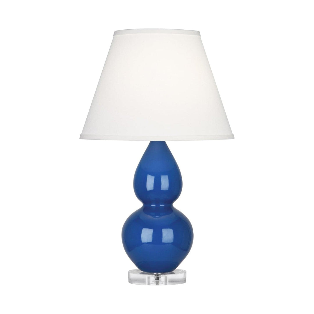 Small Double Gourd Accent Lamp with Lucite Base-Robert Abbey Fine Lighting-ABBEY-A782X-Table LampsMarine-Pearl Dupioni Fabric Shade-24-France and Son