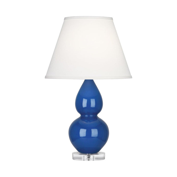 Small Double Gourd Accent Lamp with Lucite Base-Robert Abbey Fine Lighting-ABBEY-A782X-Table LampsMarine-Pearl Dupioni Fabric Shade-24-France and Son