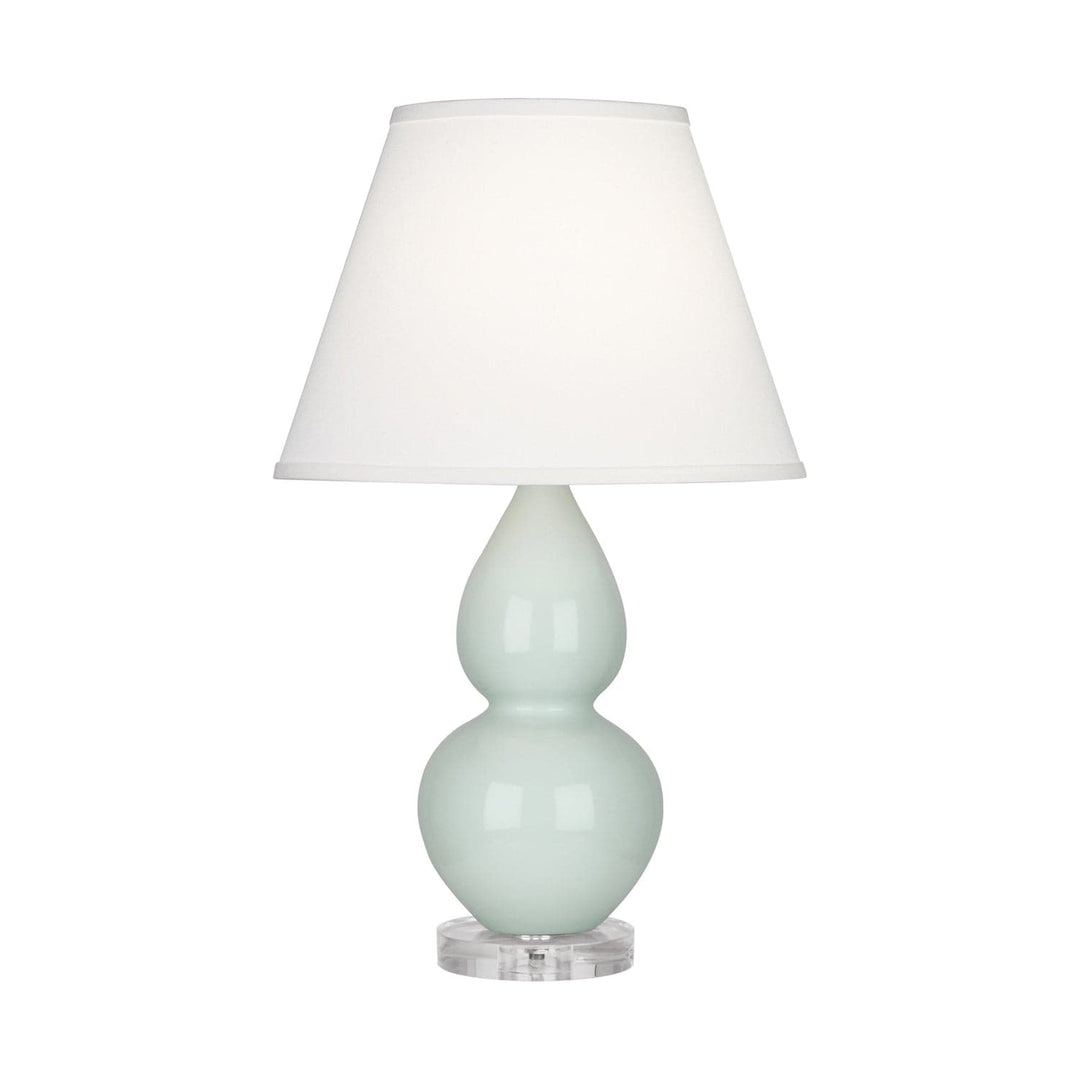 Small Double Gourd Accent Lamp with Lucite Base-Robert Abbey Fine Lighting-ABBEY-A788X-Table LampsCeladon-Pearl Dupioni Fabric Shade-26-France and Son