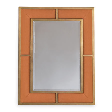 Bedford Mirror-Port 68-PORT-ACFS-272-06-MirrorsGold Mirror/Tangerine Linen Fabric-8-France and Son