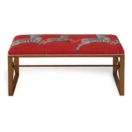 Medallion Double Bench with Red Zebra Fabric-Port 68-PORT-AFBS-222-07-BenchesGold-1-France and Son