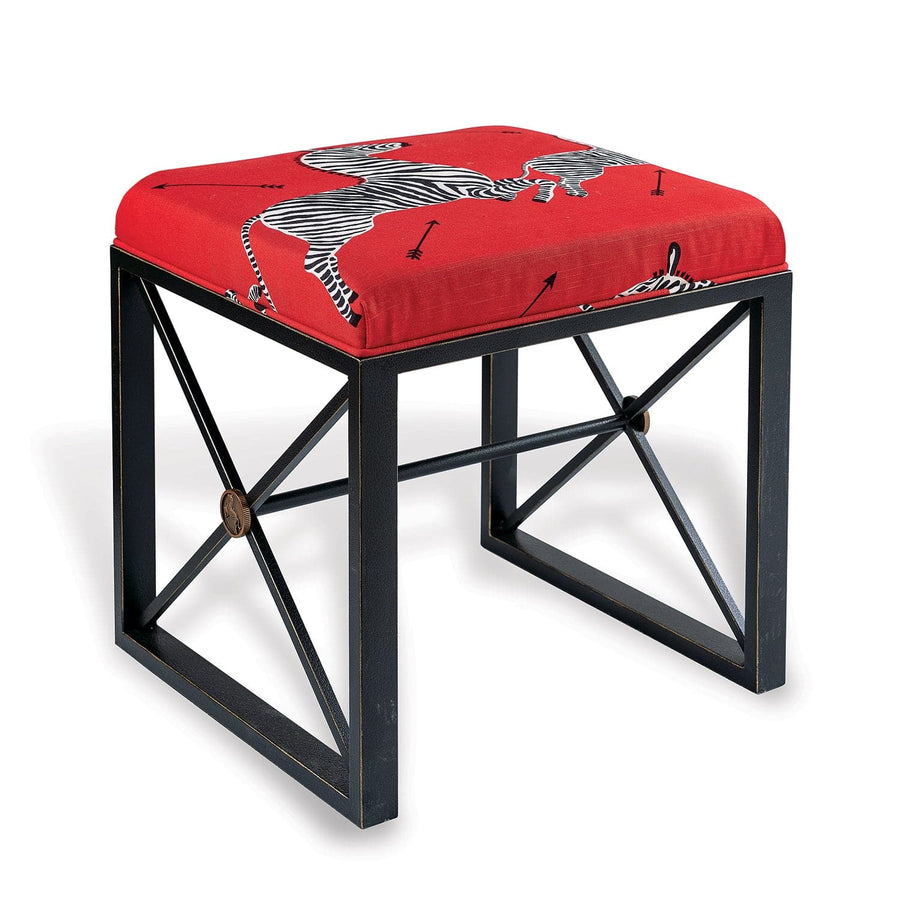 Medallion Single Bench-Port 68-PORT-AFBS-222-09-BenchesBlack with Red Fabric-Right Facing-1-France and Son