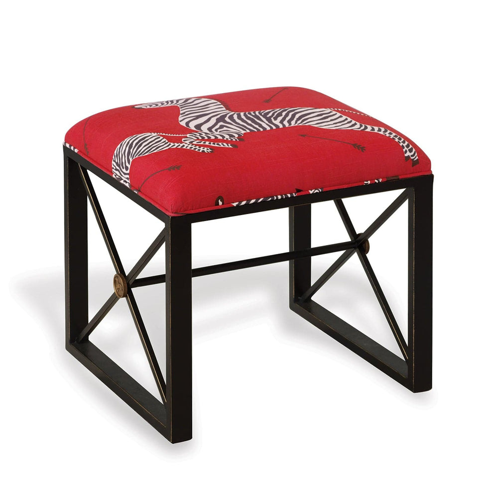 Medallion Single Bench-Port 68-PORT-AFBS-222-10-BenchesBlack with Red Fabric-Left Facing-2-France and Son