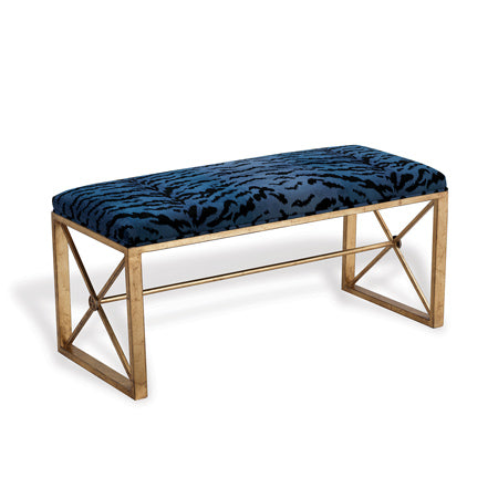 Medallion Bench with Le Tigre Fabric-Port 68-PORT-AFBS-222-22-BenchesGold Double Bench With Le Tigre Blue-2-France and Son
