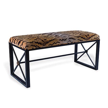 Medallion Bench with Le Tigre Fabric-Port 68-PORT-AFBS-222-32-BenchesBlack Double Bench With Le Tigre Natural-3-France and Son
